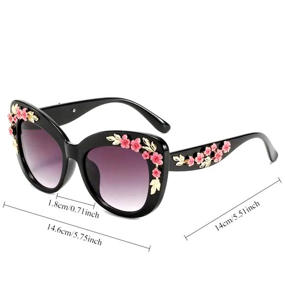 Chic Cat Tortoise Shell Sunglasses Fairmarry Pink Roses - Picture 11 of 12
